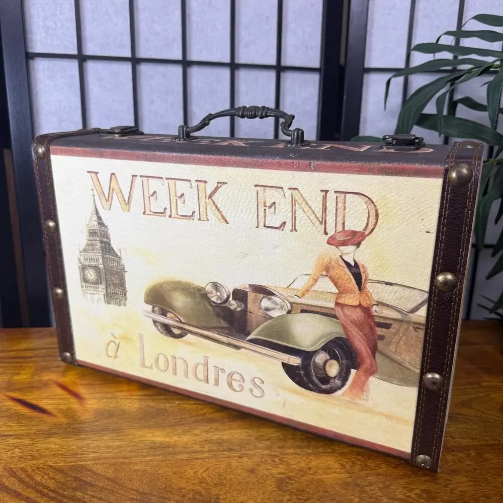 Vintage Storage Box Weekend Retro London Trunk Case
